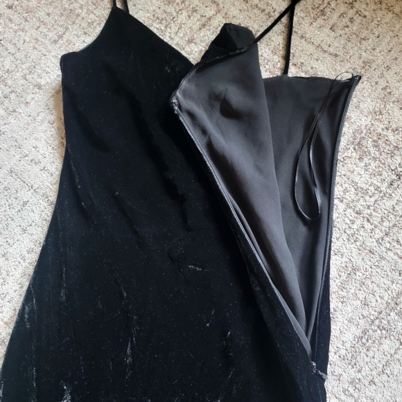 Paige Black Velvet Sleeveless Slip Midi‎ Dress Size Small - Picture 5 of 13